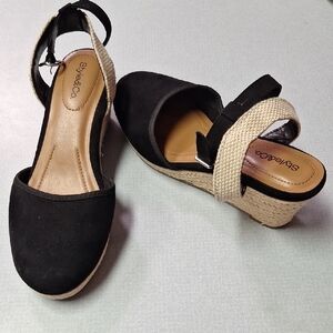Style & Co. Black and Tan Espadrille Wedges